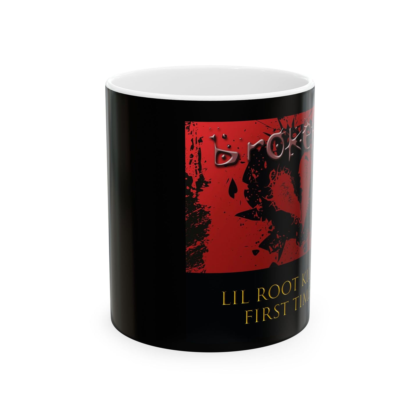 Bold Graphic Ceramic Mug, Coffee Lovers Gift, Unique Drinkware for Music Fans, Lil Root Inspired Mug, Artistic Coffee Cup
